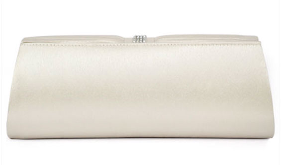 Cream satin store clutch bag