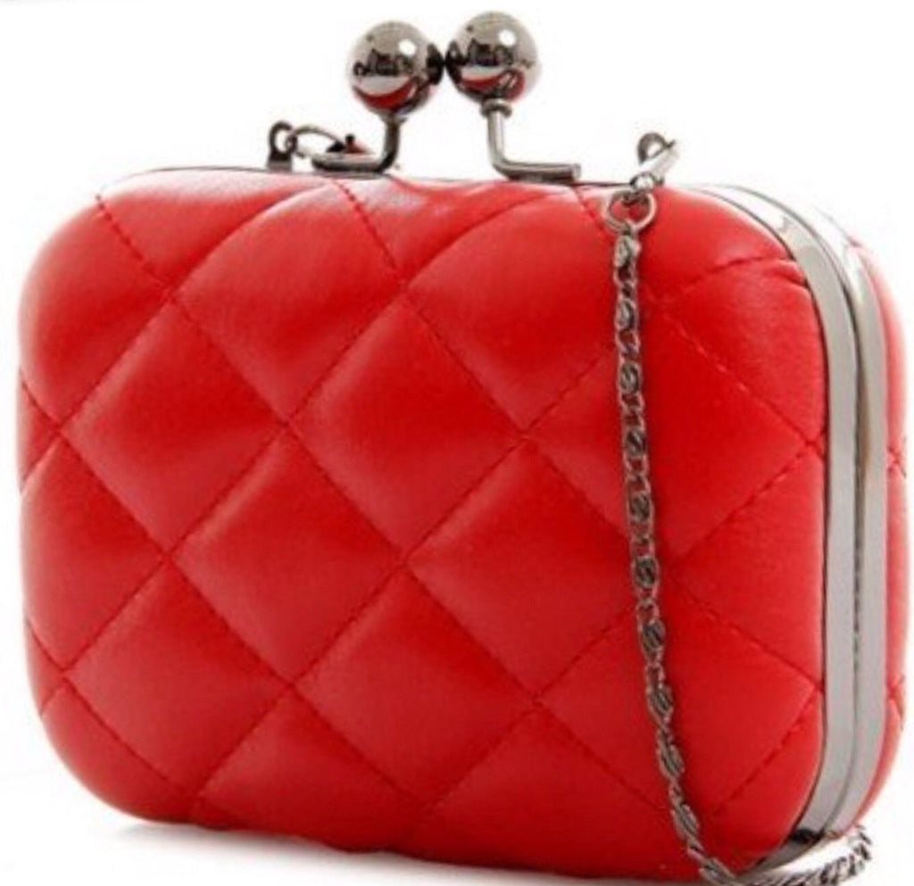 Red Padded Evening Clutch Bag